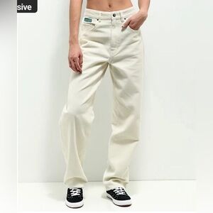 Empyre Women Tori Off White Corduroy High Rise Straight Leg Baggy Skate Pants -9